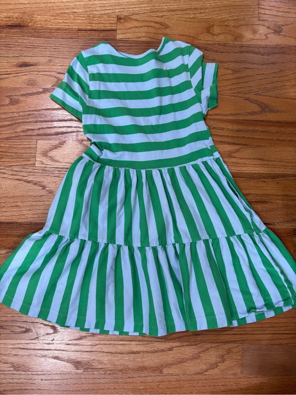 Old Navy Green and White Striped Knit Dress 6-7